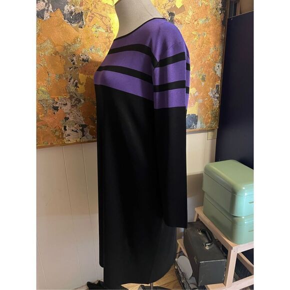 Exclusively Misook Woman Plus Size Black Sheath Dress W/Purple Stripes Size 2X - Picture 5 of 7